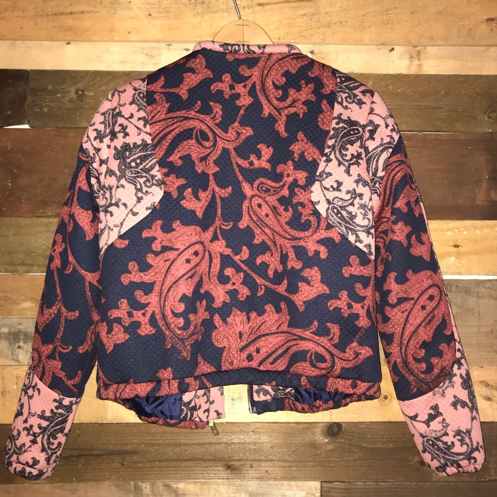 H&M Quilted Floral Tapestry Bomber Puffer Jacket - Picture 3 of 7
